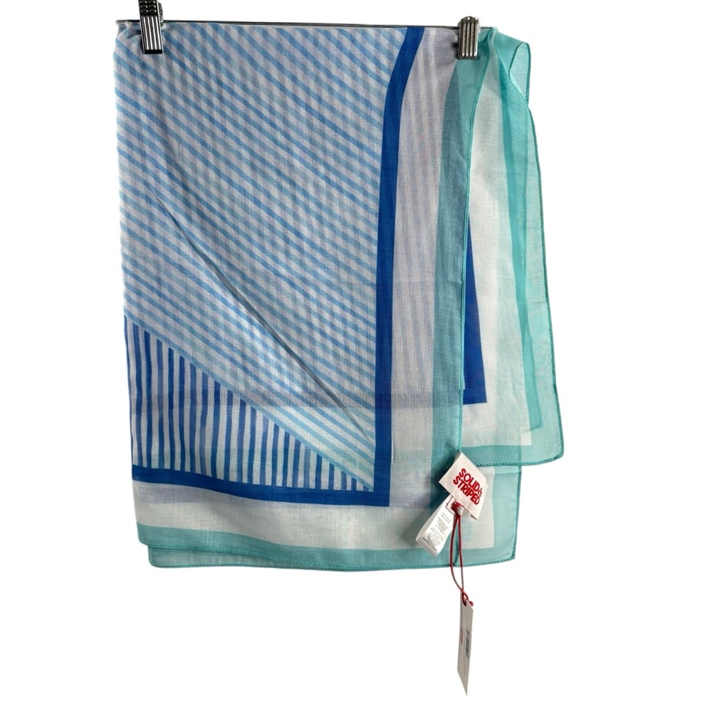SOLID & STRIPED Blue and White Striped Scarf